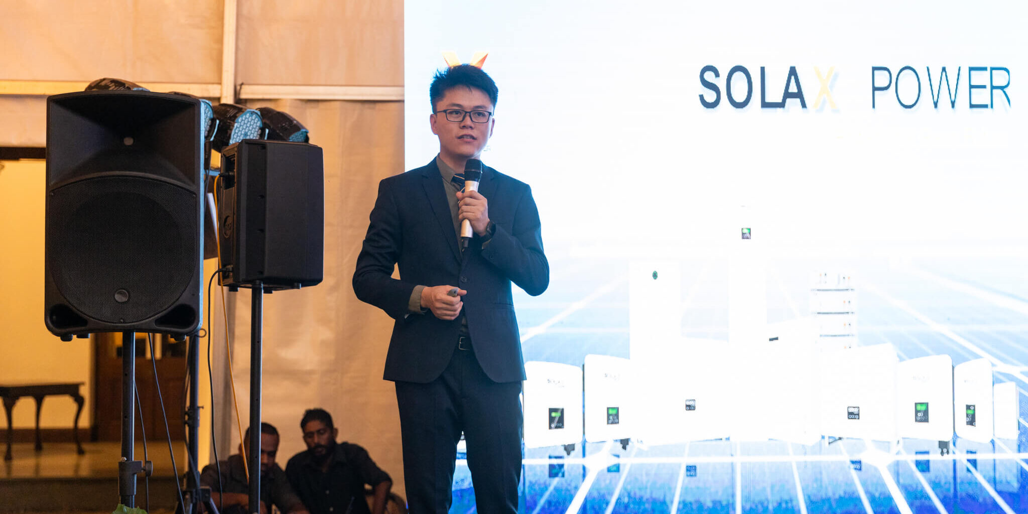 Mr. Cui introducing SolaX Power's cutting-edge products and solutions